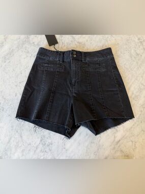 PAIGE Dani High Rise A-Line Denim Shorts Black Size 29 NWT